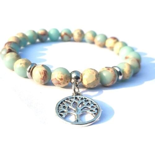 OM Yoga Tree of Life Charms 8mm Stone Bracelet Lover Couple Balance Energy Buddha Beads Prayer Bracelet Women Jewelry