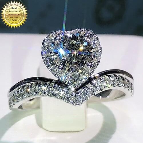 100% 14K Gold Moissanite Diamond Ring D color VVS With national certificate MO-00107-01