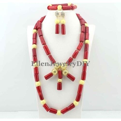 African Costume beads Necklace Set Coral Beaded Jewelry Set Nigerian Wedding afrcian Coral Beads Jewelry Sets W11269