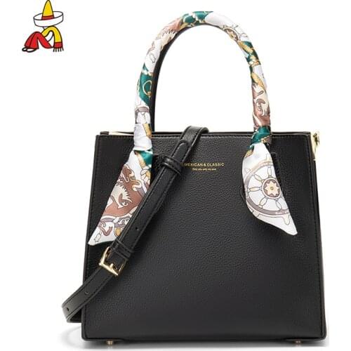 Leather Casual Crossbody Bags for Women 2021 Ladies Luxury Designer Tote Handbag Top-Handle High Quality Silk scarf Shoulder Bag