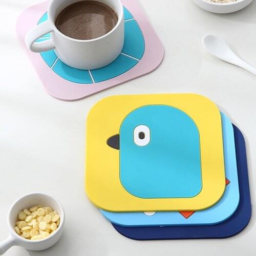 Square Heat Resistant Silicone Mat Drink Cup Coasters Non-slip Pot Holder Table Placemat Kitchen Accessories Onderzetters