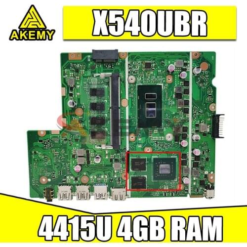Akemy X540UBR notebook motherboard For ASUS X540UV X540UB X540UBR laptop motherboard mainboard with 4415U CPU 4GB RAM 2GB GPU