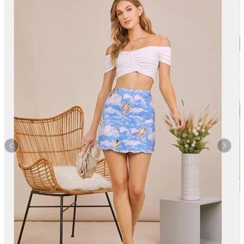 Mini Skirts Female Casual High-Waisted Skirt Ladies Sexy Bodycon Womens Clothing Cartoon Skirt Patchwork Womens Skirt 2021