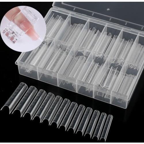 120pc/Box Nail Art Extension False Nail Tips Stencil with Clips Scale Fast Building Tools Acrylic Gel Crystal Extend Mode Ta#30