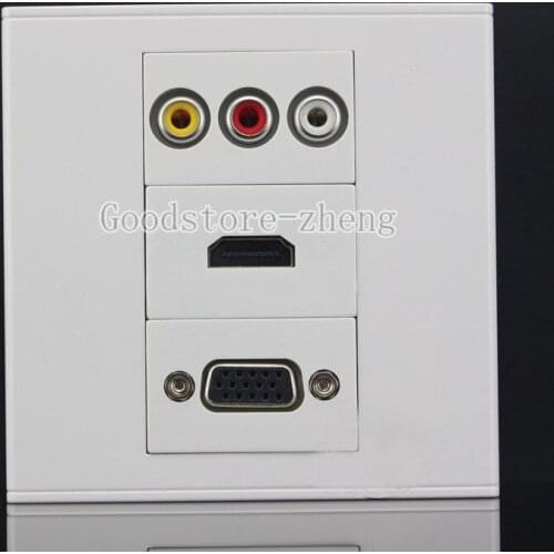 Wall Face Plate 3RCA AV + HDMI + VGA Coax Coaxial Assorted Panel Faceplate Outle