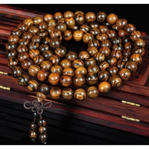 Natural Tiger Skin Sandalwood Tabby Smooth Pattern High-Density Boutique 108 South American Rosewood Beads