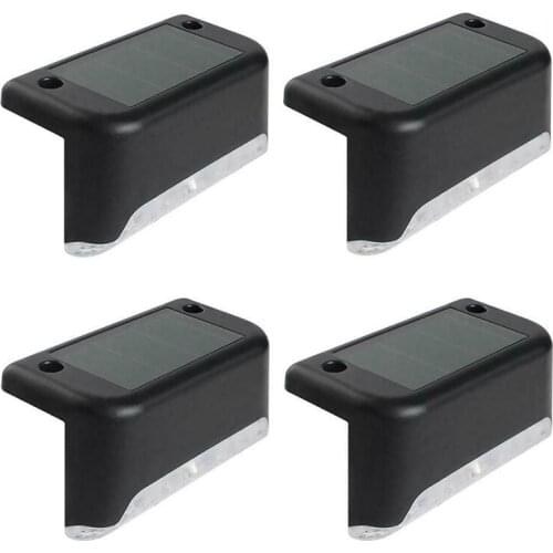 New 4Pcs Solar Powered LED Deck Lights Outdoor Path Garden Stairs Step Fence Lamp Black