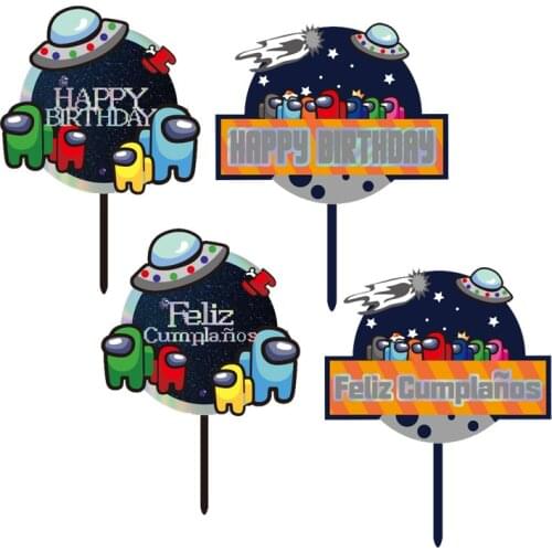 New Spanish Feliz Cumplanos Acrylic Color Printing Cake Toppers Colorful Letters Cake Toppers for Kids Birthday Party Cake Decor