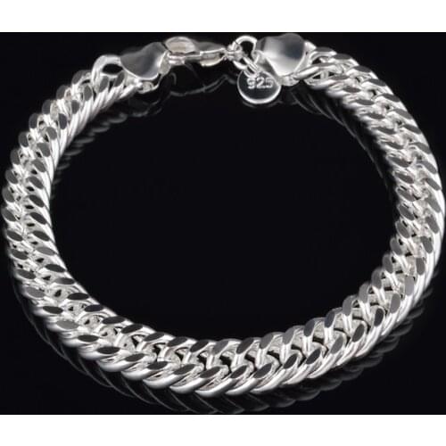 Punk Classic Link Chain Bracelet Bangles For Man Women Width 8/10 mm Silver Plated Cuff Jewelry Gift Drop shipping Wholesale