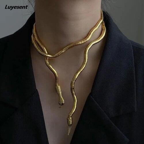 Punk Unisex Gothic Metal Snake Necklace 2021 Cool Lady Rock Black Sliver Gold Fashion Bracelet Harajuku Cute Hip-hop Streetwear
