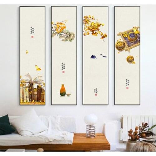 Chinese style natural landscape canvas paintings retro posters and prints art wall pictures for living room modern home decor