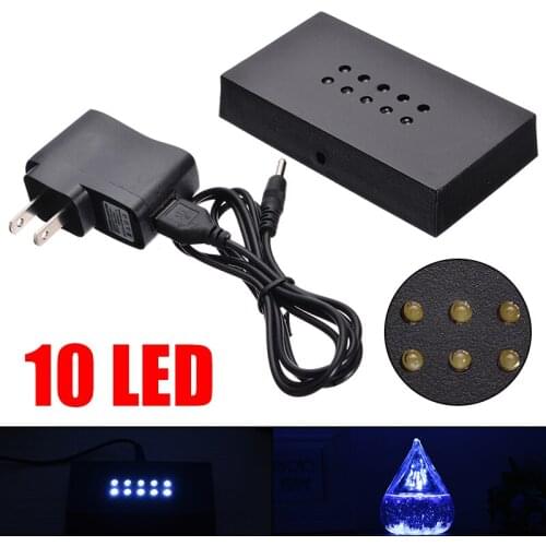 Plastic LED Night Light Lamp Base Stand Black With Power AC Adapter USB Cable For Crystal Glass Sculpture Light Decorating