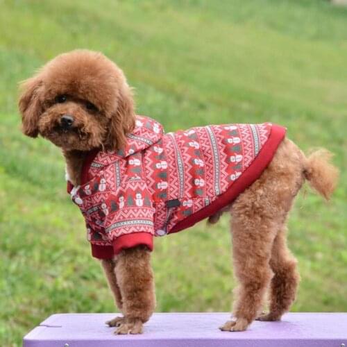 Christmas Dog Sweater 2 Layers Fleece Lined Warm Dog Clothes Printed Knitted Winter Small Dog Jumper Coat Pet Apparel Hot Sell