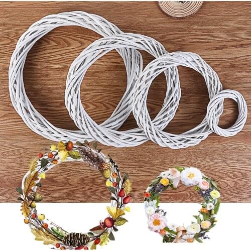 Christmas Rattan Ring White 10-30CM Wreath Garland Hanging Vine Ring Xmas Ornaments Xmas For Party Home DIY Decorations