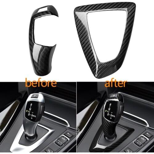 Car Gear Shift Knob Cover Handbrake Lever Protector Real Carbon Fiber for BMW 1 2 3 4 Series F20 F21 F22 F23 F30 F34 F35 F32 F33