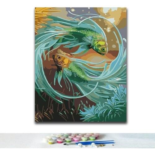 DIY Coloring paint by numbers fish paintings by numbers with kits 40x50 framed