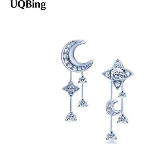 Wholesale Silver Earrings Temperament 925 Sterling Silver Moon Star Stud Earrings For Women Good Jewelry Brincos