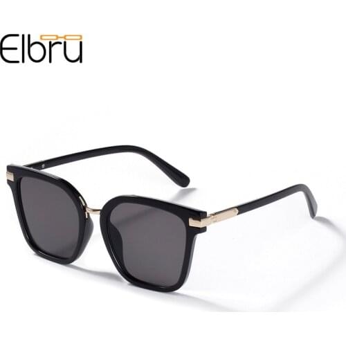 Elbru Fashion Vintage Semi-metal Sunglasses Classsic Square Sun Glasses Men Women Sunshades Brand Designer Female Spectacles
