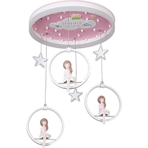 Modern Led Childrens Chandelier Creative Decoration Lovely Princess Cartoon Lighting Girl Bedroom Kids Room Nursery Study Lamp