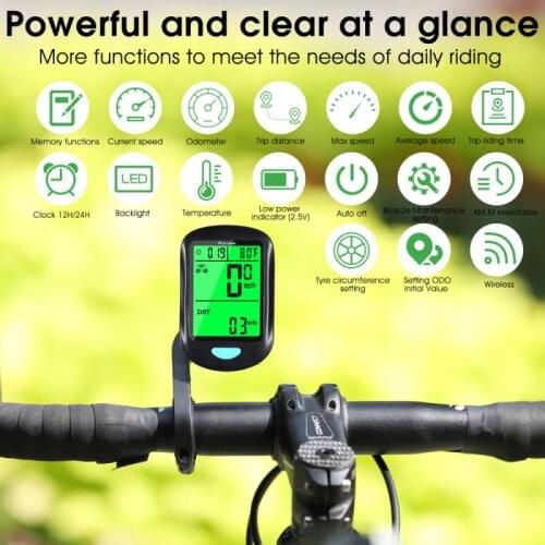 Rainproof MTB Bike Computer Wireless Bicycle Waterproof Odometer Cadence Sensor 2.36 inch LCD Cycling Speedometer Heart Rate