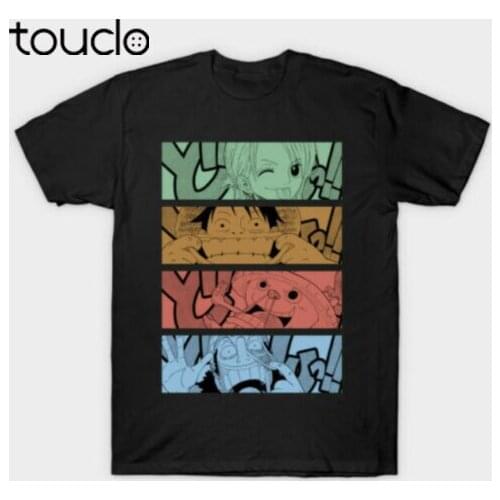 One Piece Squad Keep Smiling Luffy Nami Tony Usopp Funny Anime Black T-shirt