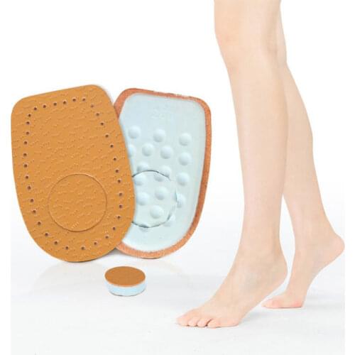 1Pair Heel Protector Protective Sleeve Heel Spur Pads Removable Leather Heel Pad Anti-wear And Shock-absorbing Half Size Insole