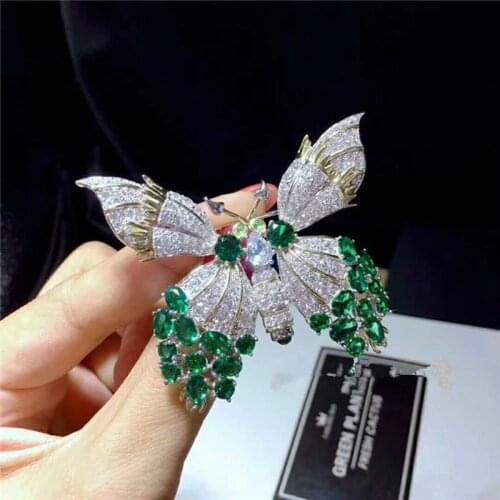 Women Colorful CZ Zircon Butterfly Brooches Pins for Women Suit Coat Dress Sweater Clips Fashion Jewelry Insect Rose Flower