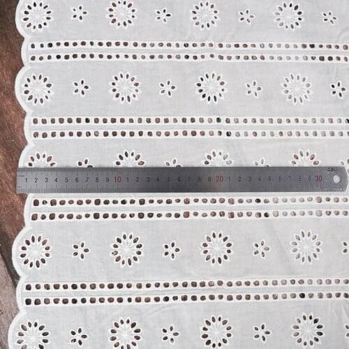 White Flower Hollow Lace Cloth Floral Embroidered Womens Summer Cotton Cloth Hollow Lace Fabric