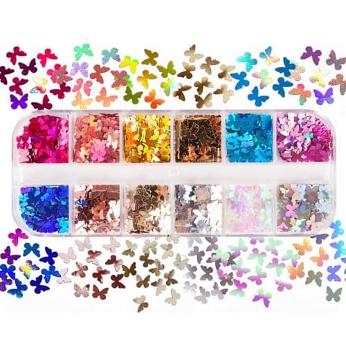 1Box Butterfly Sequins Nail Sticker Resin Filling Sequin Diy Uv Resin Epoxy Mold Filler Nail Art Decor Crafts Jewelry Making