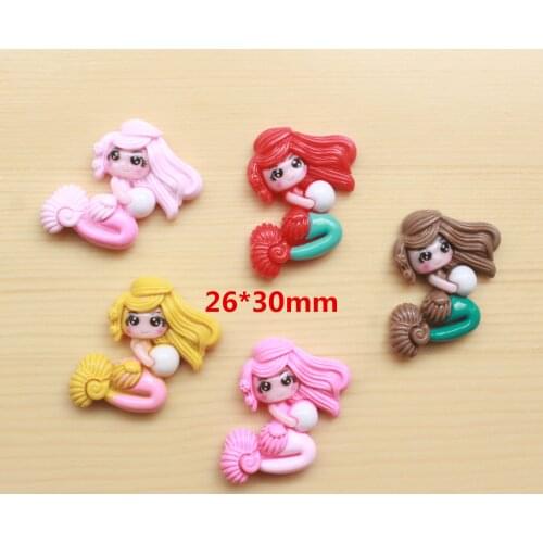 10pcs/lot flatback resin kawaii mermaid with ball starfish for kids resin cabochons accessories