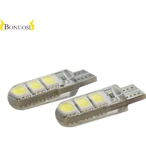 10 pieces/lot T10 LED W5W Bulb White Car Signal Light 12V 5050 6SMD Silicone Wedge Side Turn Parking Lamps Clearance Lights
