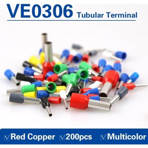 1000PCS VE0308 Wire Connector Crimp Conector Terminator Connector Eletrico Terminais Tubular Terminale Cable Terminales Set