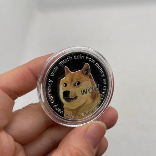 11design Beautiful WOW Gold Plated Funny Dogecoin Commemorative Coins Cute Dog Pattern Doge Silver Coin Souvenir Collection Gift