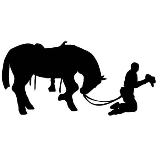 12.7CM*6.1CM Cowboy WithCowboy With Horse Praying Jesus Vinyl Car Motorcycle Sticker Decals Black/Silver C13-000260