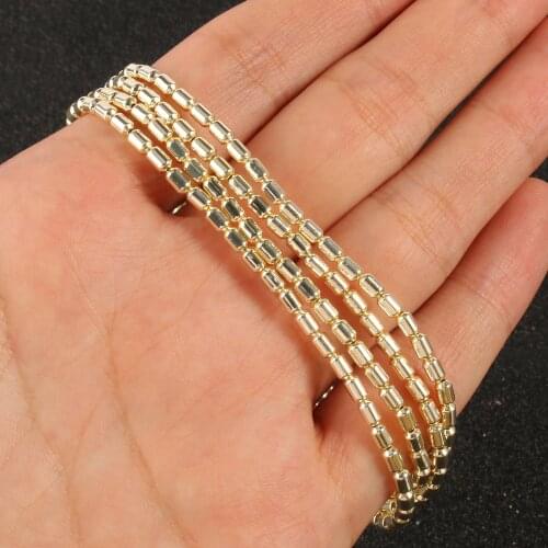 2MM Cylinder Shape Natural Hematite Beads Light Gold Plated Loose Spacer Beads for Jewelry Making DIY Bracelet 15"