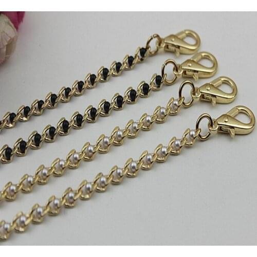 2 PCS/lot) plating high-end DIY leather handbag shoulder belt clip pearl chain length 120 cm decorative accessories
