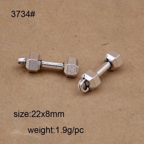 25pcs 8*22MM Antique Silver Alloy Dumbbell Sport Charms Pendants Fit Nacklace Bracelet Findings Diy Pendant Charms