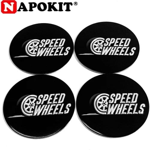 4pcs/lot Fashion 45MM Flat 3D Metal Aluminum SPEED WHEELS Car Wheel Rim Centre Hub Cap Logo Sticker Emblem Badge