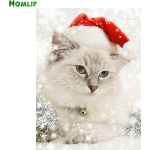 5D DIY Diamond embroidery Christmas cat diamond painting Cross Stitch full squar&Round Rhinestone mosaic home decoration