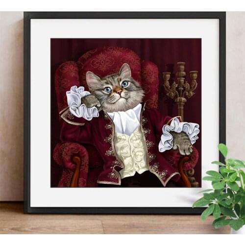 5D DIY Diamond Painting Cat Gentleman Full Square Drill Decor Home Picture Of Rhinestone Diamond Embroidery Animals