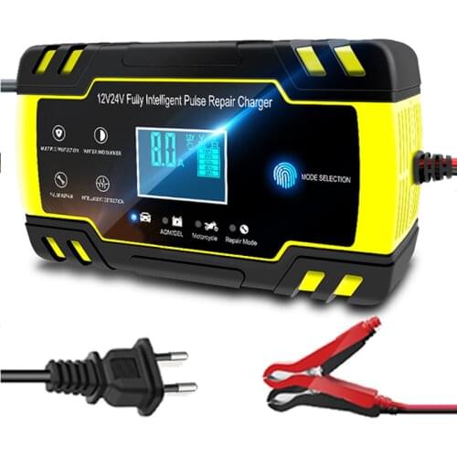 Car Battery Charger 12V-24V 8A Full Automatic Battery Chargers Digital LCD Display Smart Fast Charging for AGM GEL WET Lead Acid