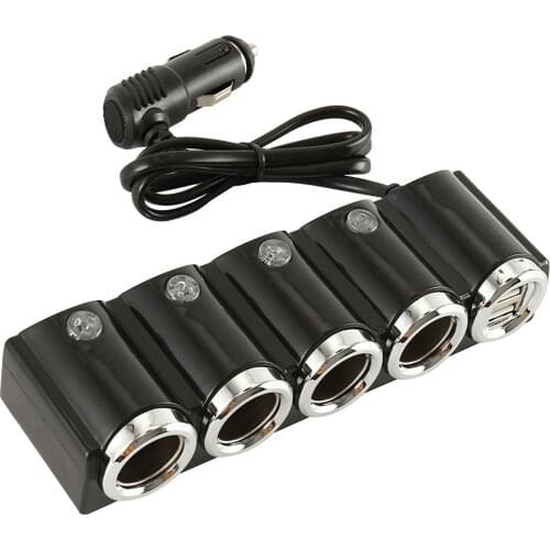 Car Charger 4 Way Car Cigarette Lighter Splitter Multi Socket Dual USB Plug Charger 12V-24V Charging Starting Systems