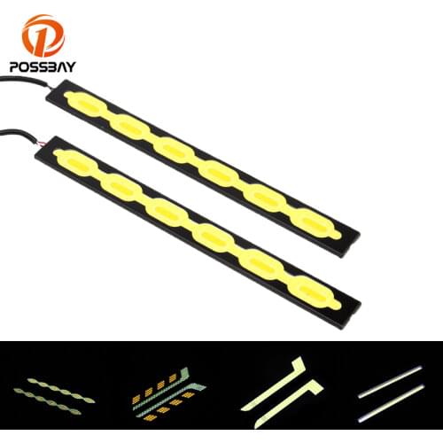 POSSBAY White/White Yellow LED Daytime Running Light Waterproof COB Day Time Lights Flexible LED Car DRL Driving Lamp