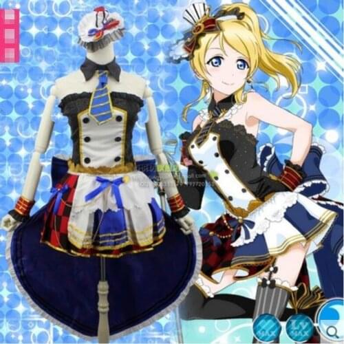 Free shipping Anime Love Live COSPLAY Ayase Eli COS Halloween Party Cosplay Maid outfit lolita dress Costumes