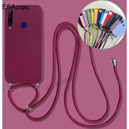 Lanyard Neck Strap Rope Cover For Huawei Honor 30S 20 Pro 9A 8A 20i 10i Candy Colors TPU Phone Case For Huawei Honor 9 8 Lite 8X