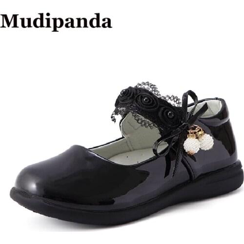 Childrens School Shoes Of Girls Kids Mary Jane Shoes Infant Todder Newborn Girl Birthday Flower Pearls Princess Shoes Dance Pu