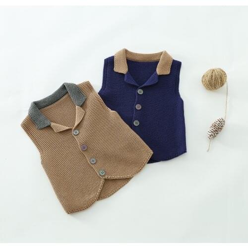 Explosive baby childrens sweater vest men and women baby lapel shirt cotton sweater knitted cardigan tide vest