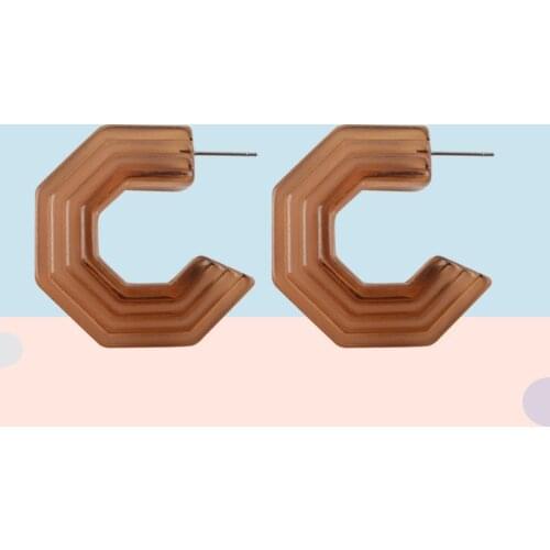 UJBOX Exclusive Transparent Acrylic Multi-layered Step Earrings Women Red Green Blue Yellow Brown Pink Hoop Earrings Wholesale