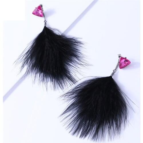 ELEGANCE11 Feather Long Dangle Earrings for Women Christmas Earrings Detachable Dangle Earrings