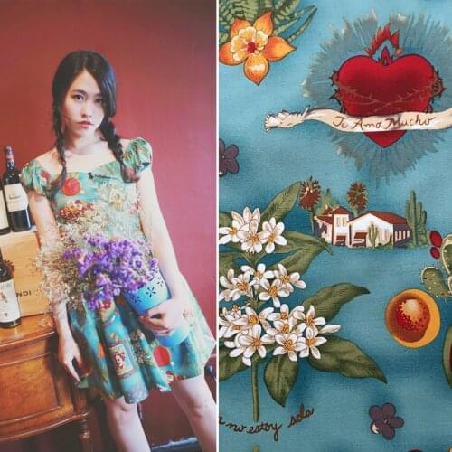 HLQON 100% cotton sateen stretch vintage rock style fabric for DIY sewing women clothing upholstery tissue wedding dress